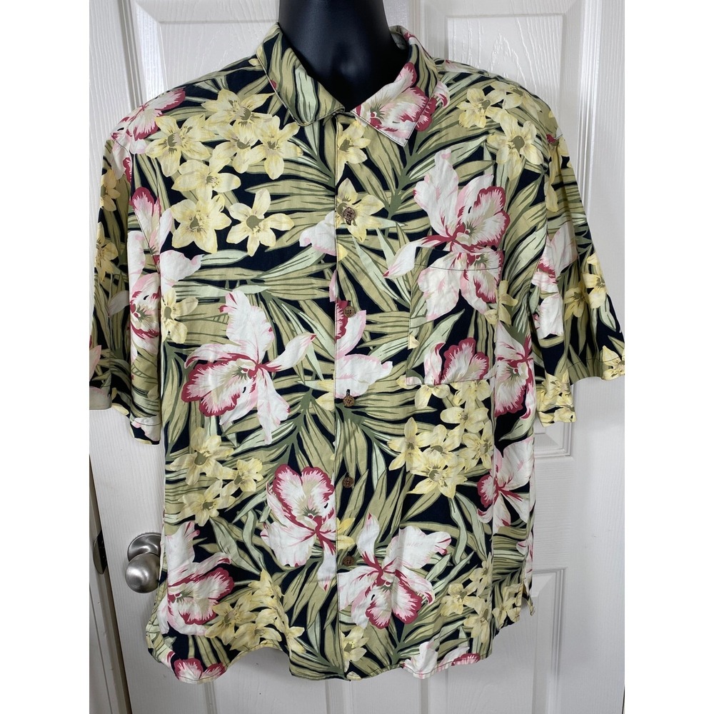 Pusser's West Indies Silk Blend Short Sleeve Button Up‎ Shirt Resort Wear Size L